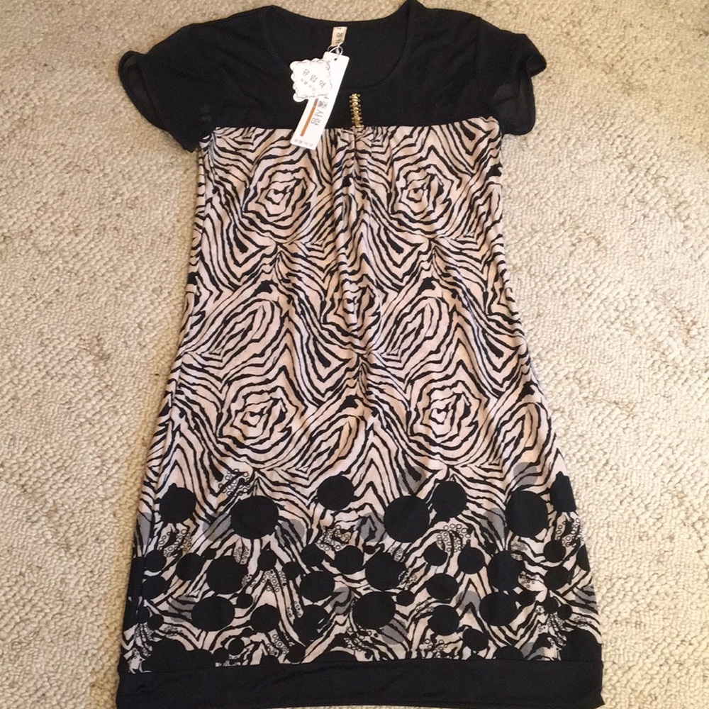 Black animal print dress